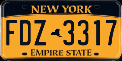 NY license plate FDZ3317