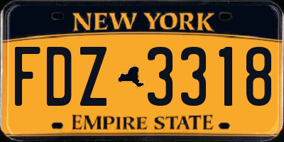 NY license plate FDZ3318