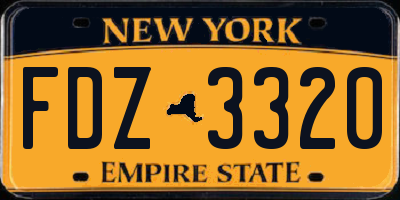 NY license plate FDZ3320