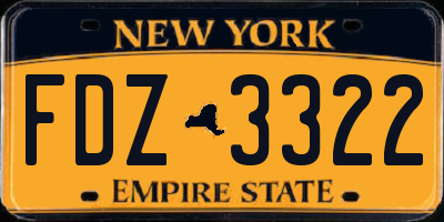 NY license plate FDZ3322