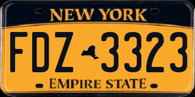 NY license plate FDZ3323