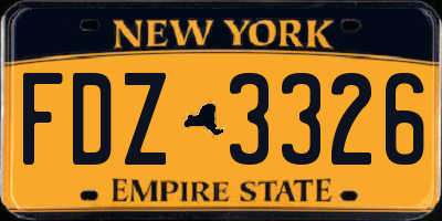 NY license plate FDZ3326