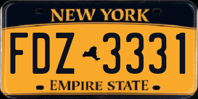 NY license plate FDZ3331
