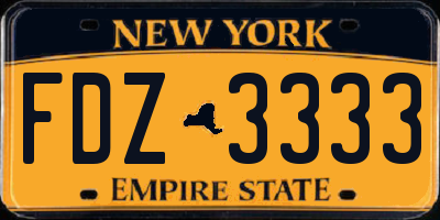 NY license plate FDZ3333