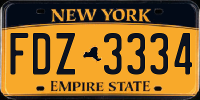 NY license plate FDZ3334