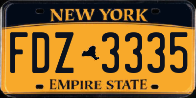 NY license plate FDZ3335