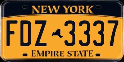 NY license plate FDZ3337