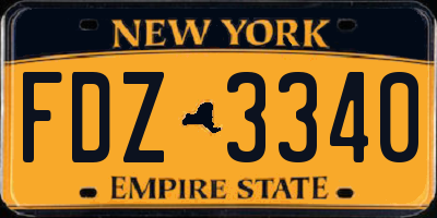 NY license plate FDZ3340