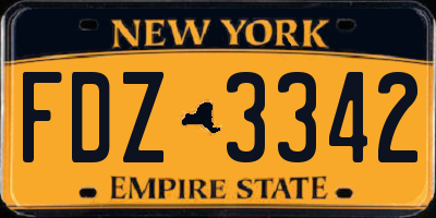 NY license plate FDZ3342