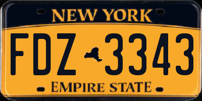 NY license plate FDZ3343