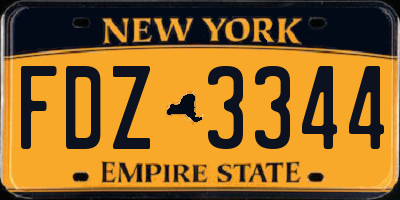 NY license plate FDZ3344