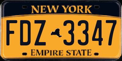 NY license plate FDZ3347