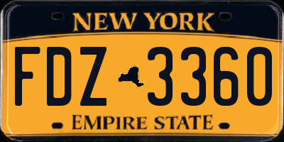 NY license plate FDZ3360