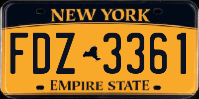 NY license plate FDZ3361