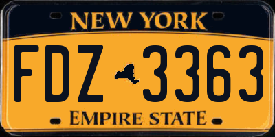 NY license plate FDZ3363