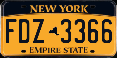 NY license plate FDZ3366