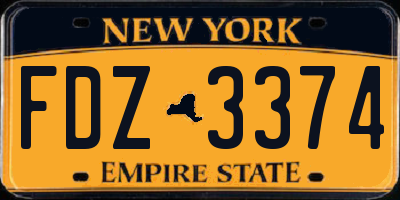 NY license plate FDZ3374