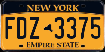 NY license plate FDZ3375