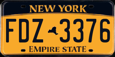 NY license plate FDZ3376