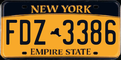 NY license plate FDZ3386