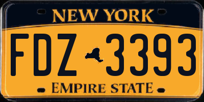 NY license plate FDZ3393