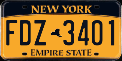NY license plate FDZ3401