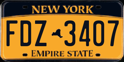 NY license plate FDZ3407