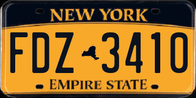 NY license plate FDZ3410