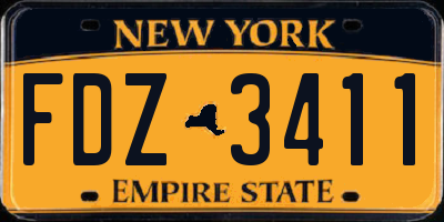 NY license plate FDZ3411