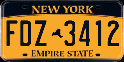 NY license plate FDZ3412