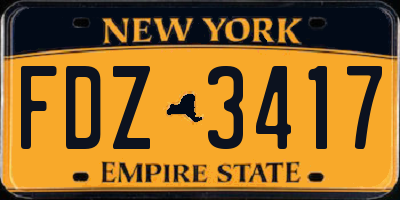 NY license plate FDZ3417