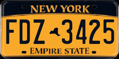 NY license plate FDZ3425