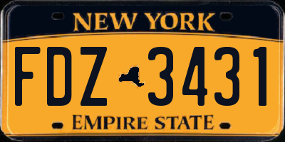NY license plate FDZ3431