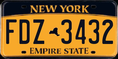 NY license plate FDZ3432