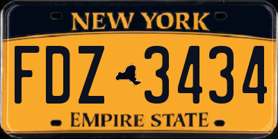 NY license plate FDZ3434