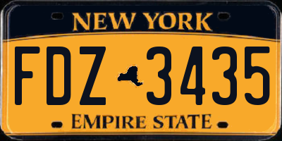 NY license plate FDZ3435