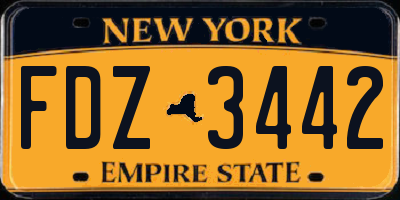 NY license plate FDZ3442