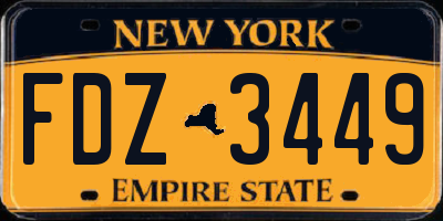 NY license plate FDZ3449
