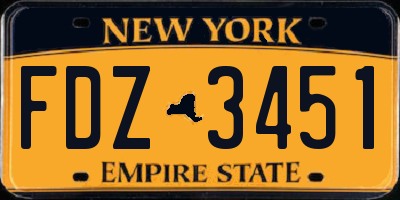 NY license plate FDZ3451