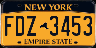NY license plate FDZ3453