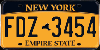 NY license plate FDZ3454