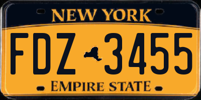 NY license plate FDZ3455