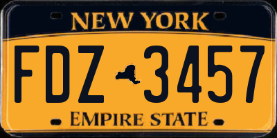 NY license plate FDZ3457