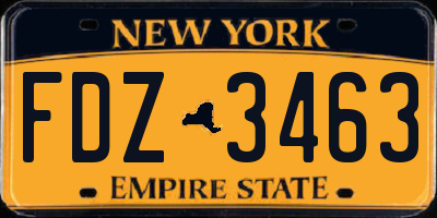 NY license plate FDZ3463