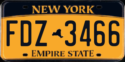 NY license plate FDZ3466