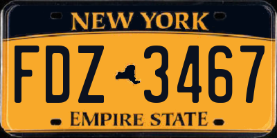 NY license plate FDZ3467