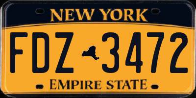 NY license plate FDZ3472
