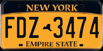 NY license plate FDZ3474