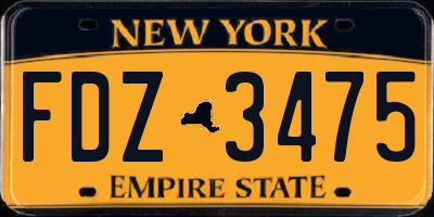 NY license plate FDZ3475