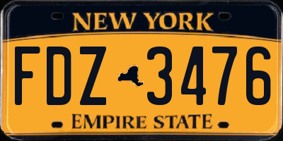 NY license plate FDZ3476